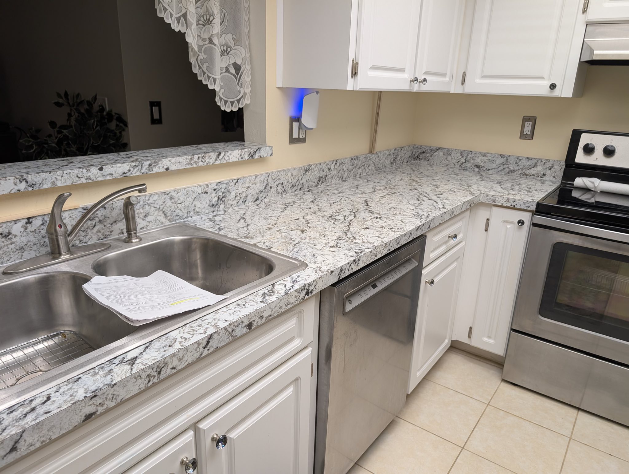 Completed countertop with sink area